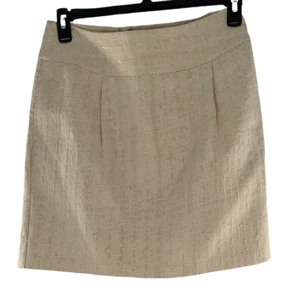 Merona Skirt Women's Size 10 Metallic Gold Back Zipper A-Line Mini Peated Pencil - Picture 5 of 8